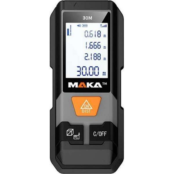 MAKA Digitale laser afstandmeter - 30 m - Aanpasbare meetreferentie MAKA Digitale laser afstandmeter - 30 m - Aanpasbare meetreferentie