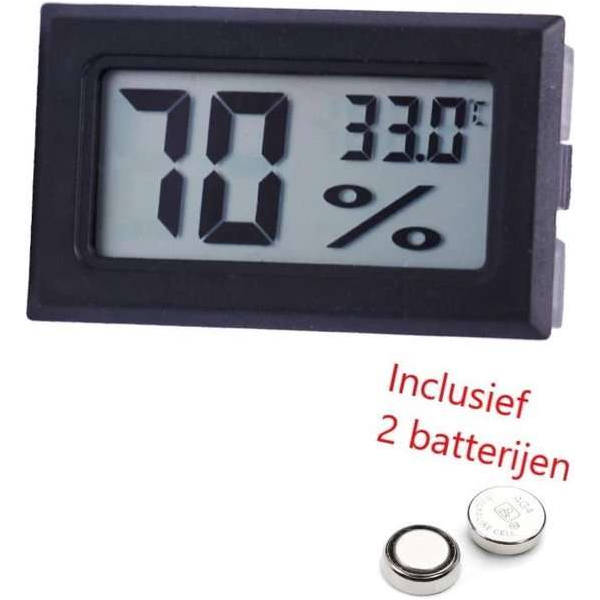 Hygrometer Met Batterijen - Zwart - Inclusief Thermometer - Digitale Luchtvochtigheidsmeter - Voor Binnen & Buiten - 2 in 1 Hygrometer Met Batterijen - Zwart - Inclusief Thermometer - Digitale Luchtvochtigheidsmeter - Voor Binnen & Buiten - 2 in 1