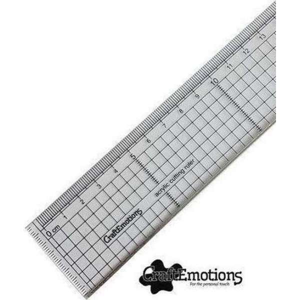 CraftEmotions Snijliniaal transparant 30cm met metalen rand CraftEmotions Snijliniaal transparant 30cm met metalen rand