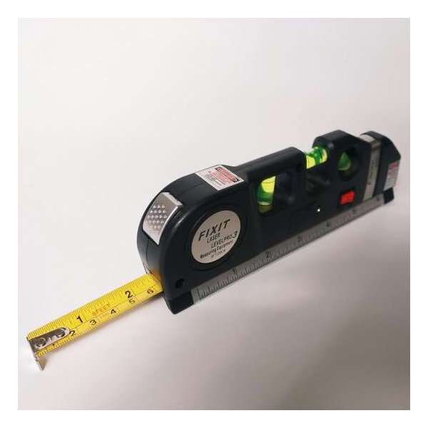 Laserwaterpas – 3 Verschillende Lasers – Inclusief Rolmaat 2,50 cm - Klussen - Waterpas met Laser - Torpedo waterpas Laserwaterpas – 3 Verschillende Lasers – Inclusief Rolmaat 2,50 cm - Klussen - Waterpas met Laser - Torpedo waterpas