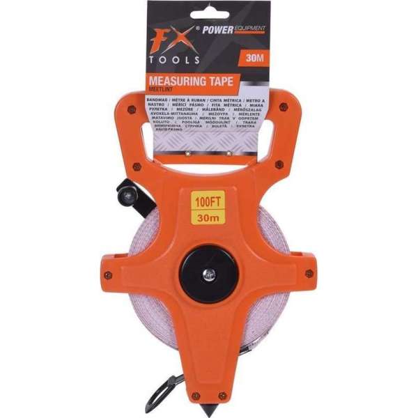 Oranje landmeter/meetlint kunststof met rolhendel - 30m - 3000cm - 100FT - Rolmaat - Meetgereedschap - Klusbenodigdheden Oranje landmeter/meetlint kunststof met rolhendel - 30m - 3000cm - 100FT - Rolmaat - Meetgereedschap - Klusbenodigdheden