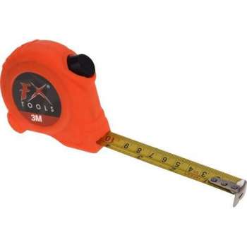 Rolmaat/meetlint oranje 3 meter - 300cm - 23 mm - Meetgereedschap - Klusbenodigdheden