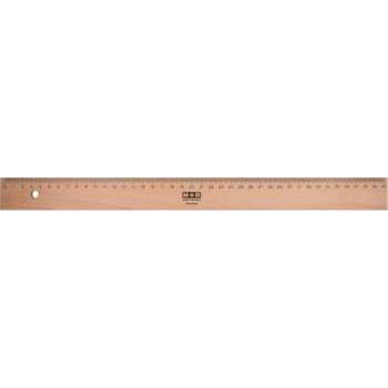 Liniaal M+R 50 cm hout - met metaalinleg
