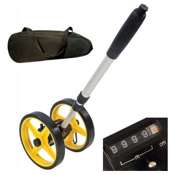 Meetwiel mini van 0 tot 9999.9m analoog display met draagtas Meetwiel mini van 0 tot 9999.9m analoog display met draagtas