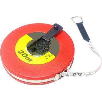 Rode Compacte Landmeter meetlint rolmaat glasvezel 20M haspel met oog meter meet cm lint viberglass