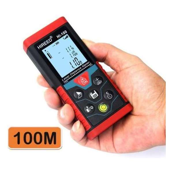 Laser afstandsmeter- Laser waterpas -100 meter bereik -Digitaal meetapparaat - incl. batterijen Laser afstandsmeter- Laser waterpas -100 meter bereik -Digitaal meetapparaat - incl. batterijen