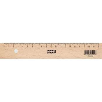Liniaal M+R 20 cm hout - met metaalinleg