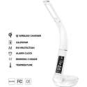 MENIY® - LED Bureaulamp - Digitale wekker - Draadloos oplader - Vochtmeter - Temperatuurmeter - Multifunctioneel - Wit