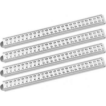 Set van 4 opvouwbare duimstokken (fiber, 1 meter, wit)