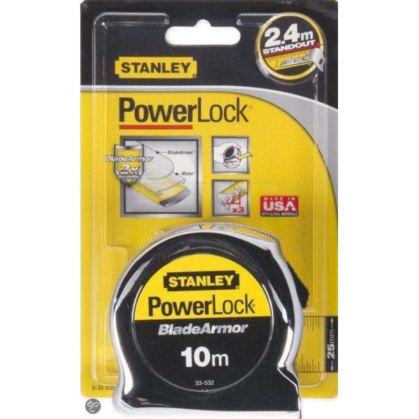 Stanley Rolbandmaat Powerlock Blade Armor 10m (kaart)