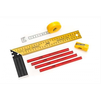 ToolKid meetset met rolmaat, winkelhaak en klein formaat timmermanspotlood (4) met puntenslijper