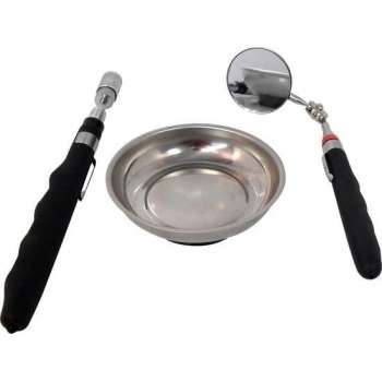 Inspectie gereedschapset -   telescopische magneetpen met verlichting, inspectiespiegel en magnetisch bakje