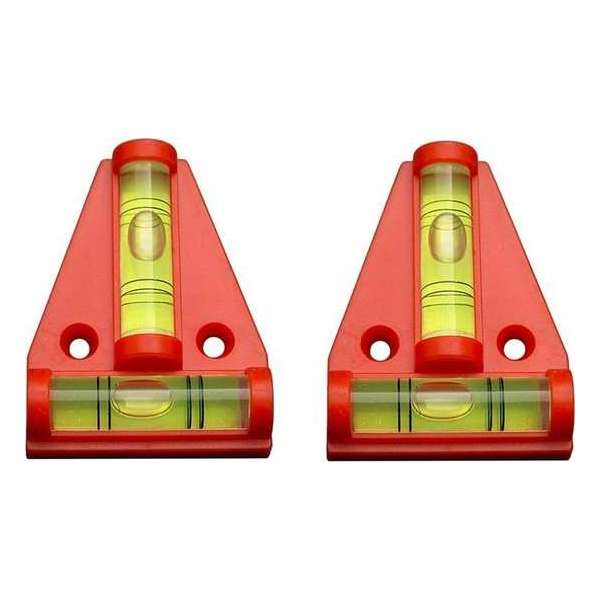 DW4Trading® Mini stelwaterpassen driehoek kruis waterpas rood set van 2 DW4Trading® Mini stelwaterpassen driehoek kruis waterpas rood set van 2