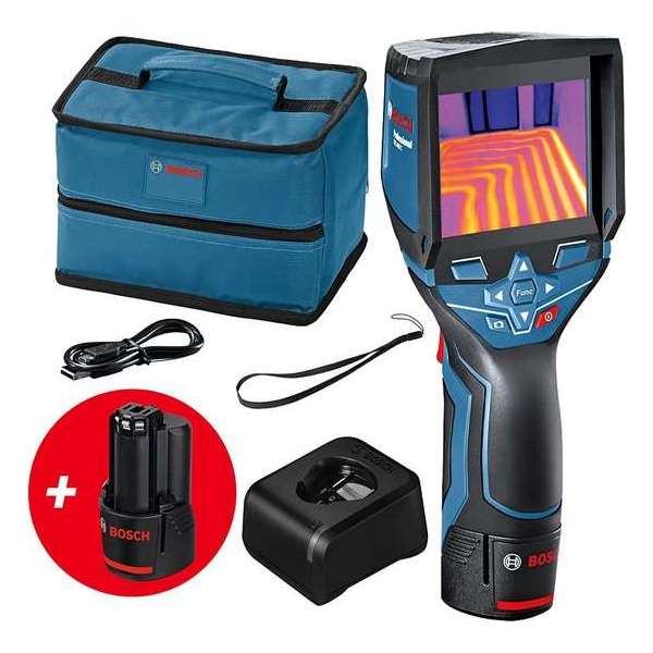 Bosch professional warmtemeter camera GTC 400 C met 2 x accu GBA 12V 2.0 Ah snellader Bosch professional warmtemeter camera GTC 400 C met 2 x accu GBA 12V 2.0 Ah snellader