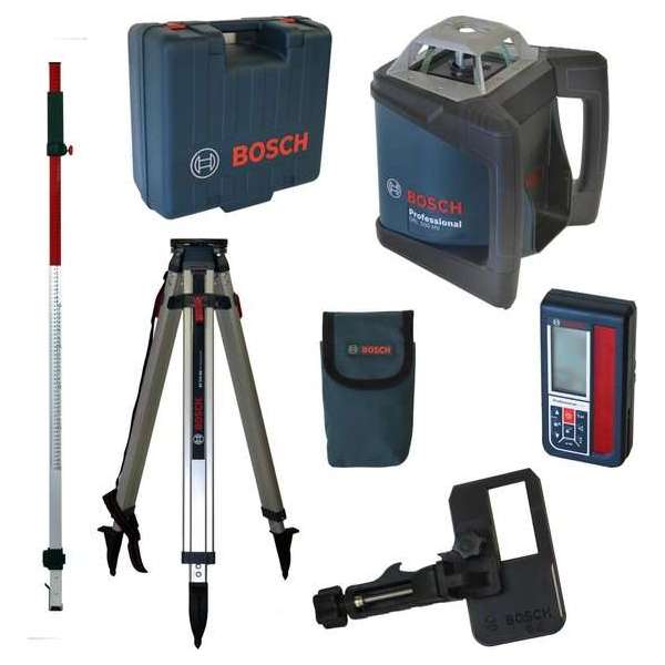 Bosch GRL 500 HV rotatie laser set + LR 50 ontvanger in koffer + BT 170 HD Statief + GR 240 Meetlat