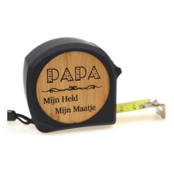 Rolmaat met bamboe voorkant - 5 meter - Papa, mijn held, mijn maatje - PAPA Rolmaat met bamboe voorkant - 5 meter - Papa, mijn held, mijn maatje - PAPA