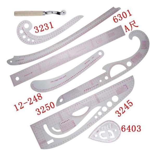 Coupeuse liniaal - linialen set -coupeuseliniaal - Kleermakers linialen Set 7 Coupeuse liniaal - linialen set -coupeuseliniaal - Kleermakers linialen Set 7