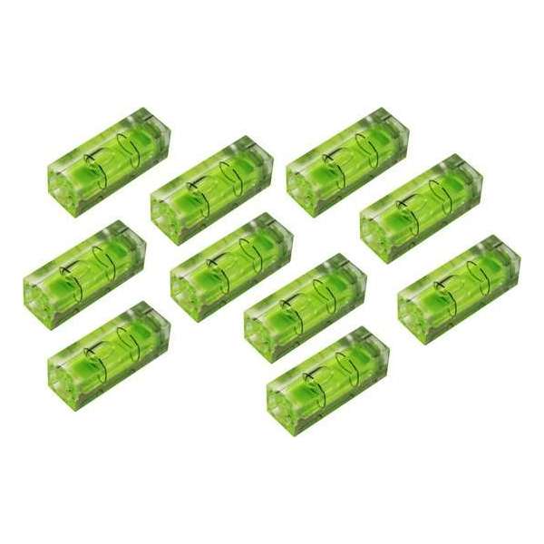 Set van 10 libellen voor waterpas, 10x10x29 mm, groen Set van 10 libellen voor waterpas, 10x10x29 mm, groen