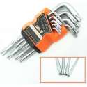 Torx key bit set 9 stuks T10 T15 T20 T25 T27 T30 T40 T45 T50 / HaverCo