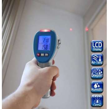 PeakTech 5400 Infra-rood thermometer - Dauwpuntmeter -50 ... + 260 ° C, 0-100% RV