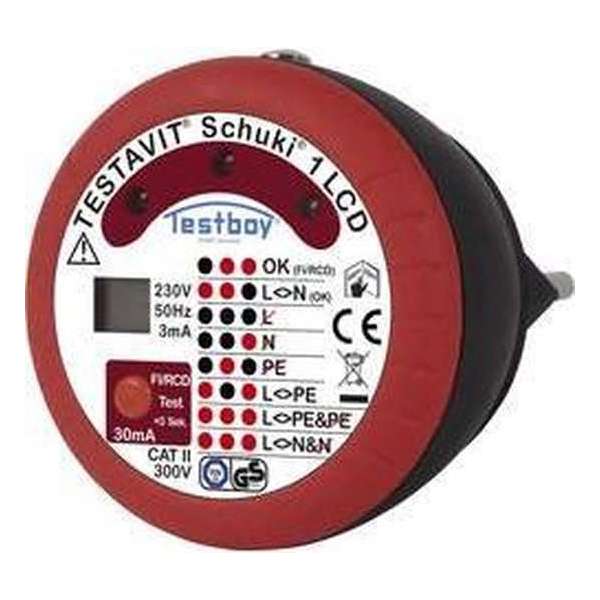 Testboy Testavit Schuki 1 LCD Stopcontacttester CAT II 300 V LCD, LED Testboy Testavit Schuki 1 LCD Stopcontacttester CAT II 300 V LCD, LED