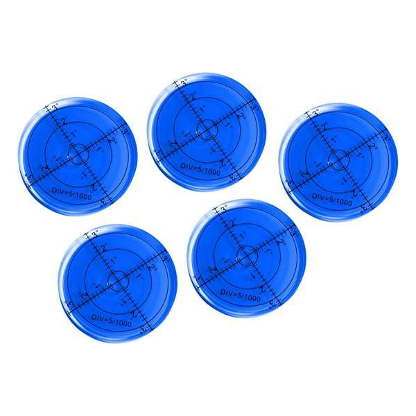 Set van 5 ronde waterpassen (66x11 mm, blauw) Set van 5 ronde waterpassen (66x11 mm, blauw)