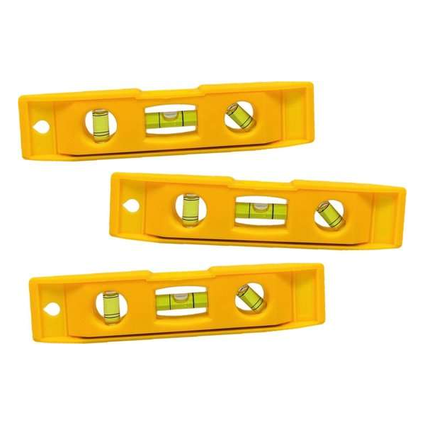 Set van 3 kleine plastic waterpassen met magneet (geel) Set van 3 kleine plastic waterpassen met magneet (geel)
