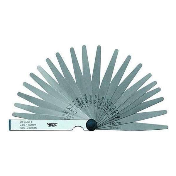 Vogel Voelermaat 20 blads 0,05-1mm .002-.040 inch lengte 100mm Vogel Voelermaat 20 blads 0,05-1mm .002-.040 inch lengte 100mm