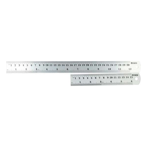 Liniaal 30 cm + liniaal 15 cm aluminium 2-delig Liniaal 30 cm + liniaal 15 cm aluminium 2-delig