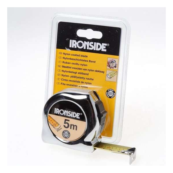 Ironside Rolbandmaat chroom professioneel 5 meter x 25mm Ironside Rolbandmaat chroom professioneel 5 meter x 25mm