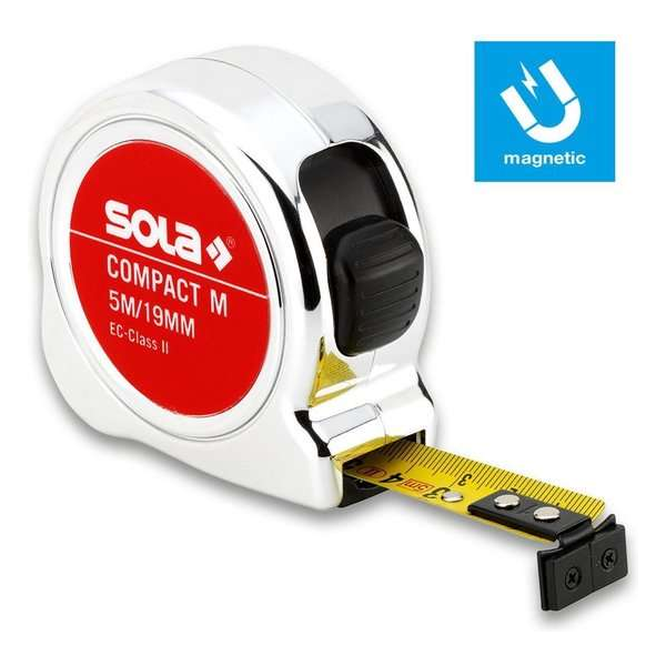 Sola Compact M CO 5 Rolmaat - magnetisch - 5m x 19mm Sola Compact M CO 5 Rolmaat - magnetisch - 5m x 19mm