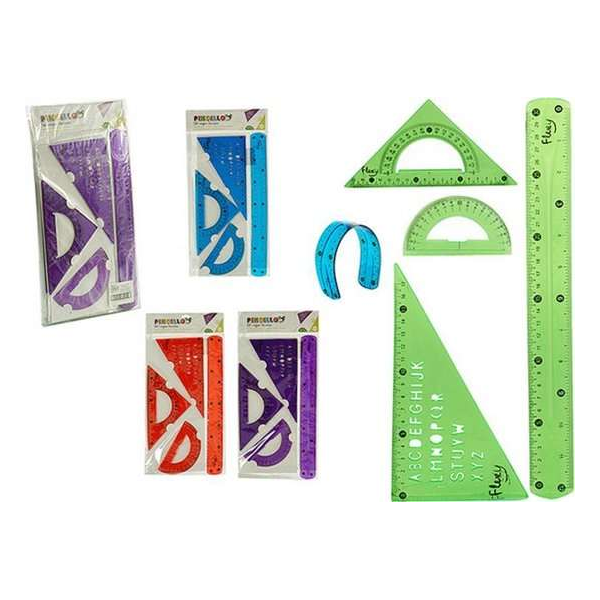 Set Liniaal Driehoek Tekendriehoek Halve cirkel (0,5 x 37 x 18,5 cm) (4 Onderdelen) Set Liniaal Driehoek Tekendriehoek Halve cirkel (0,5 x 37 x 18,5 cm) (4 Onderdelen)