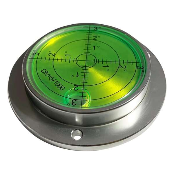 Grote ronde waterpas in aluminium behuizing (80x62x15 mm, zilver)
