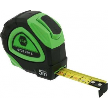Reca Rolbandmaat 5 meter x 17,4 mm - 2K - EG2 stootvast met vastzetknop achterzijde meetband voor vertikaal meten