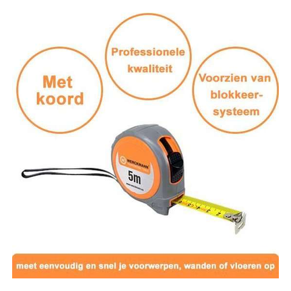 Professionele Werckmann Rolmaat 5 m Meetlint / Rolmaat Professionele Werckmann Rolmaat 5 m Meetlint / Rolmaat