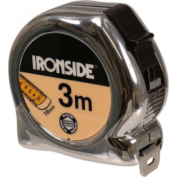 Ironside Rolbandmaat chroom professioneel 3 meter x 16mm Ironside Rolbandmaat chroom professioneel 3 meter x 16mm