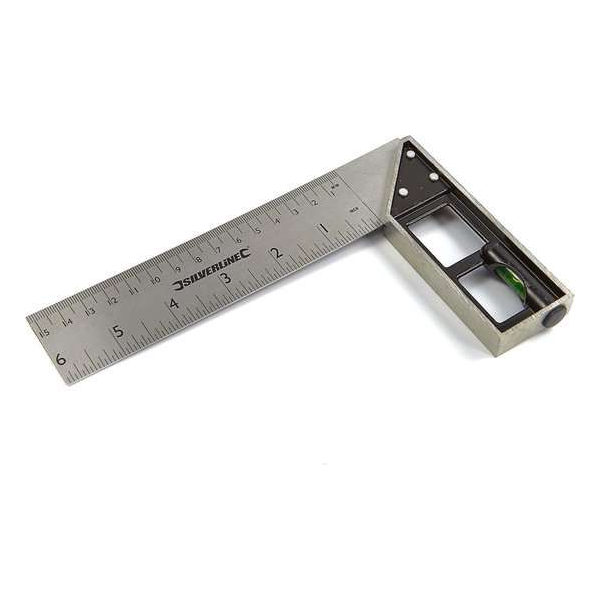 Silverline Winkelhaak, Blokhaak met Waterpas Silverline Winkelhaak, Blokhaak met Waterpas