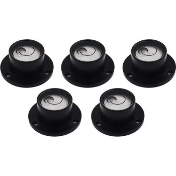 Set van 5 ronde libellen met metalen kast (zwart)