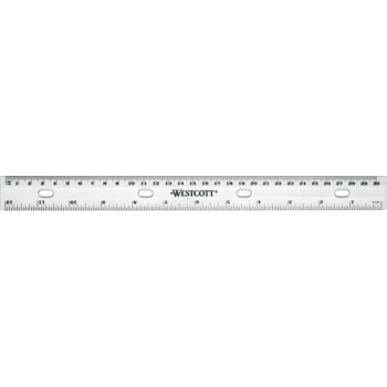 Liniaal Westcott plastic 30cm - met ordner gaten
