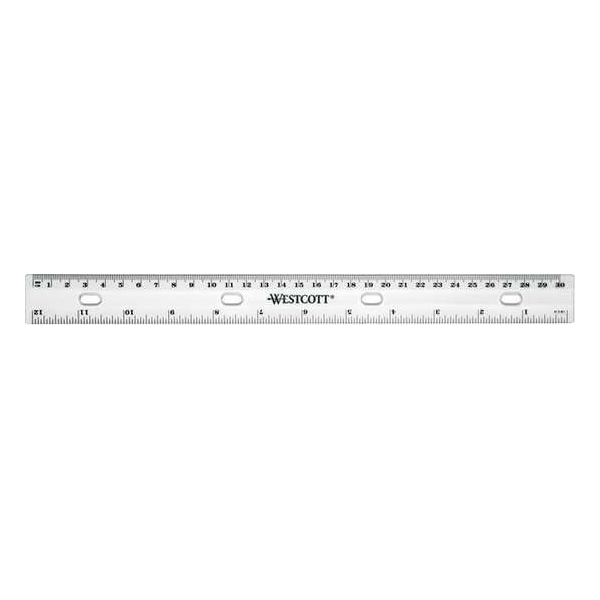Liniaal Westcott plastic 30cm - met ordner gaten Liniaal Westcott plastic 30cm - met ordner gaten