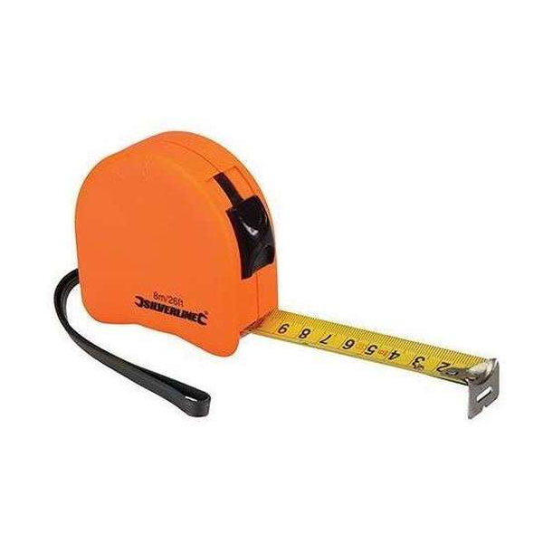 Silverline Felgekleurde Ergonomische Rolmaat - 8 M X 25 mm Silverline Felgekleurde Ergonomische Rolmaat - 8 M X 25 mm