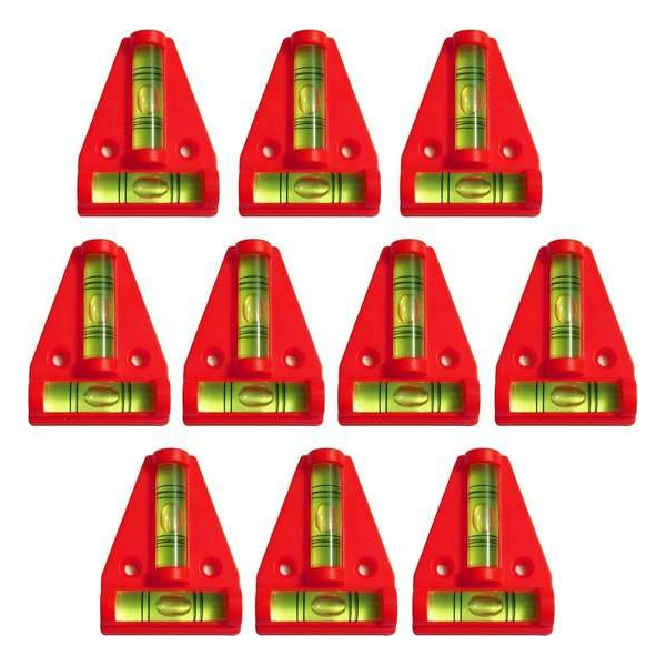 Set van 10 kruiswaterpassen met schroefgaten (rood) Set van 10 kruiswaterpassen met schroefgaten (rood)