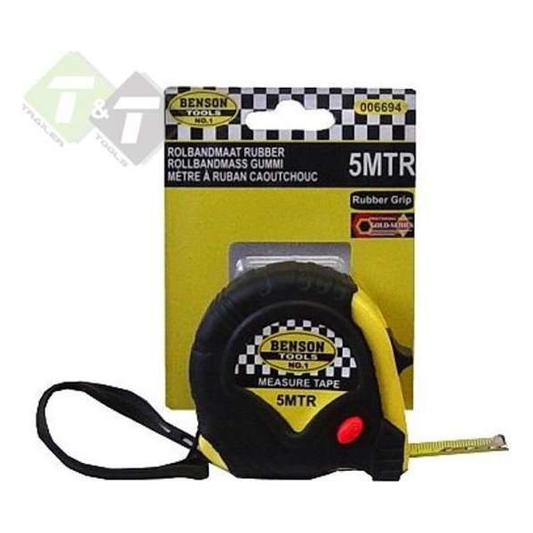 Rolmaat, Rolbandmaat, Rubber, 5 meter, Benson Rolmaat, Rolbandmaat, Rubber, 5 meter, Benson