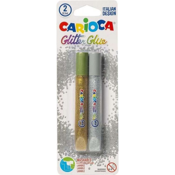 Carioca Glitterlijm zilver en goud op blister 2x10,5ml Carioca Glitterlijm zilver en goud op blister 2x10,5ml