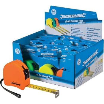 Silverline Felgekleurde Ergonomische Rolmaat - 8 meter x 25 mm. - 18 stuks
