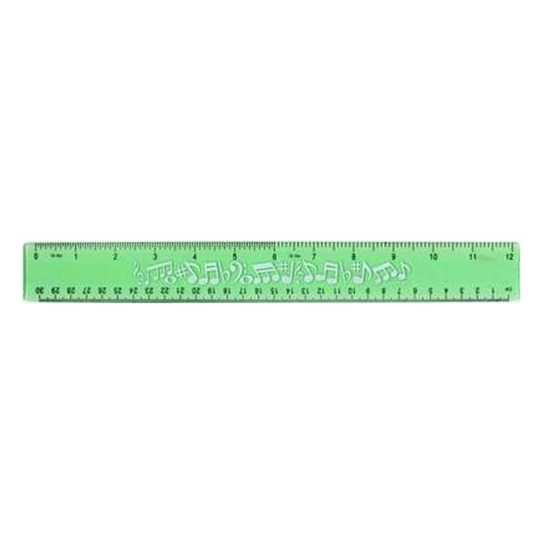 Flexibele groene liniaal met muzieknoten Flexibele groene liniaal met muzieknoten