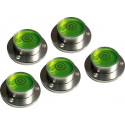 Set van 5 ronde waterpassen in aluminium behuizing (30x20x11 mm, zilver)