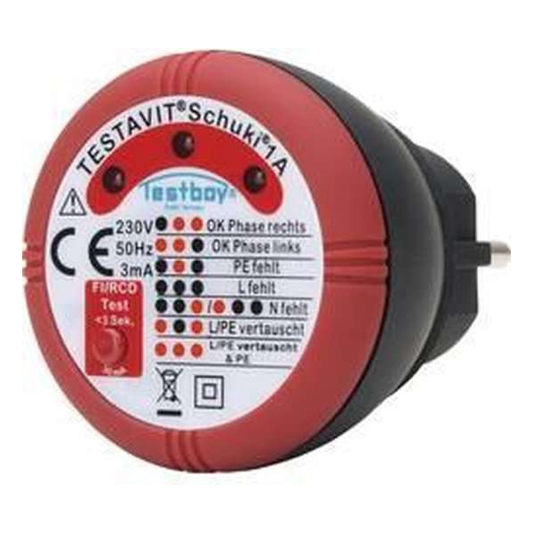 Testboy Schuki® 1A Stopcontacttester CAT II 300 V LED Testboy Schuki® 1A Stopcontacttester CAT II 300 V LED