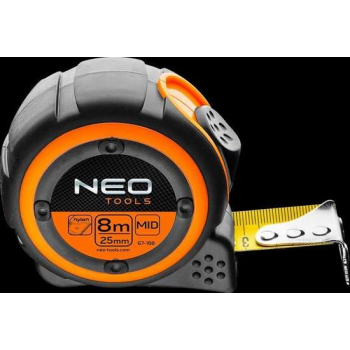 NEO rolmaat 8 mtr, magnetisch nylon gecoat 25mm band breedte