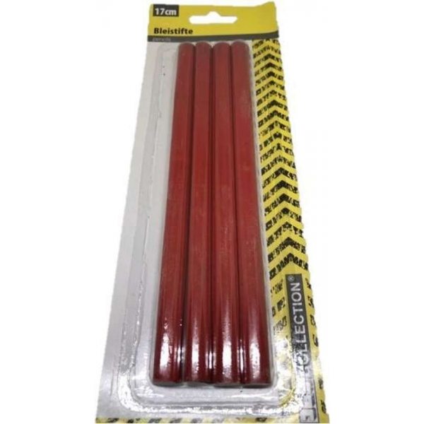 Timmermanspotloden 4 stuks rood 17 centimeter - 0.5MM Timmermanspotloden 4 stuks rood 17 centimeter - 0.5MM